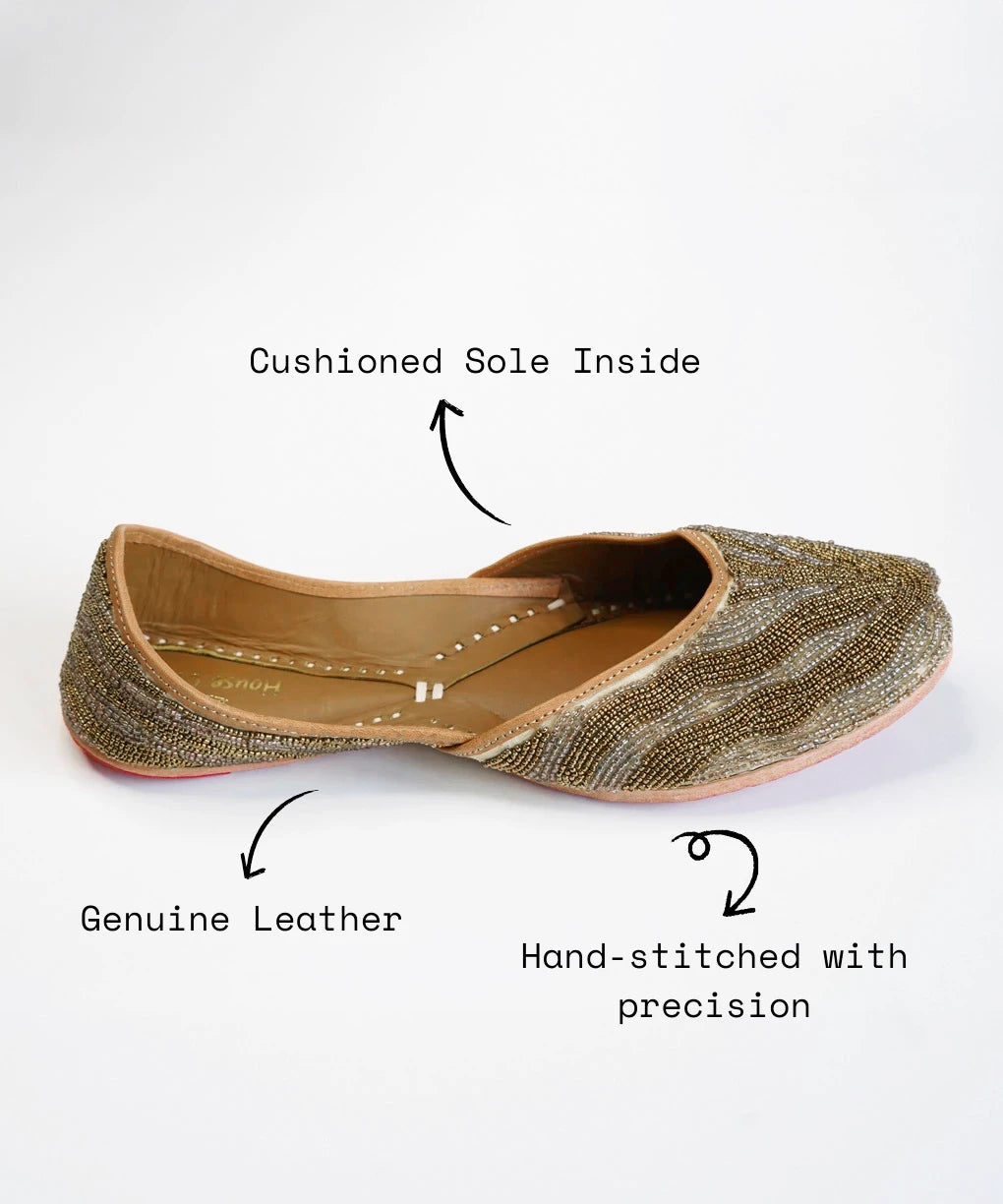 Gold Rush Jutti Genuine Leather Footwear
