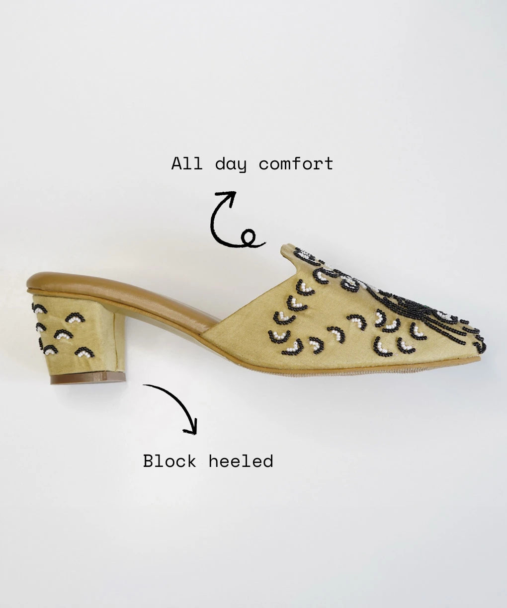 Beige Muse Block Mules Heels