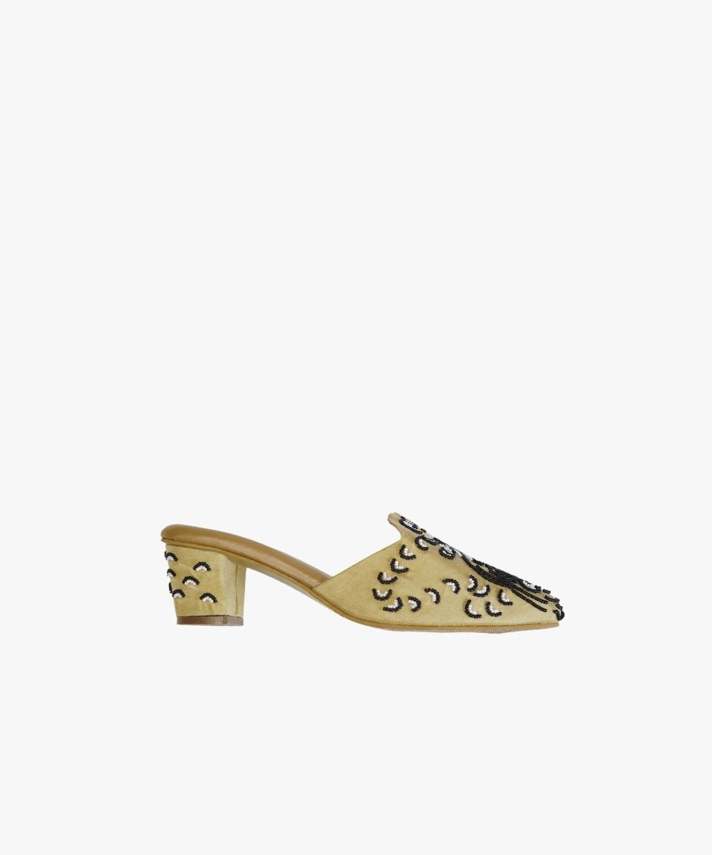 Beige Muse Block Mules Heels