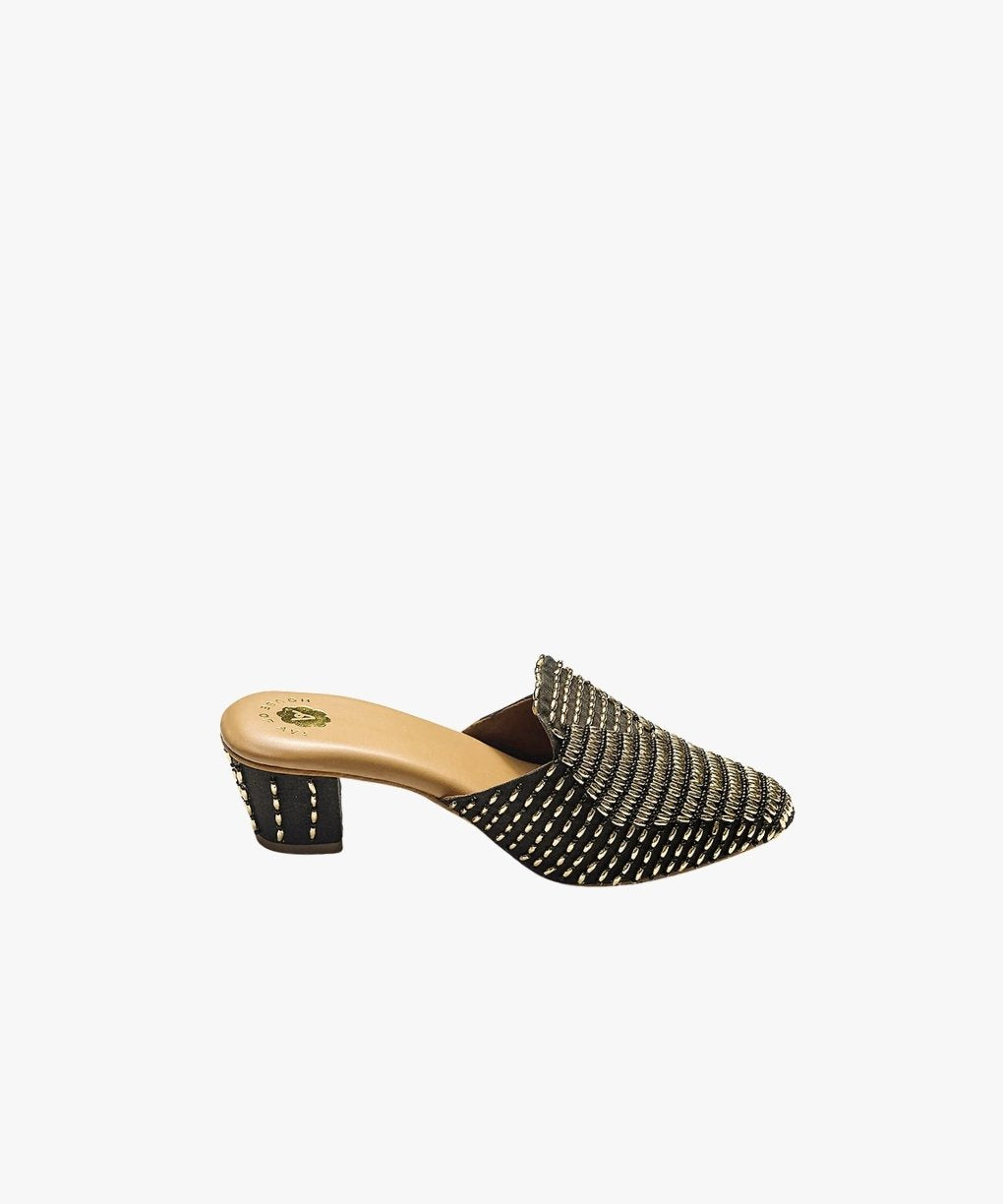 Glimmer Goddess Mules Heels