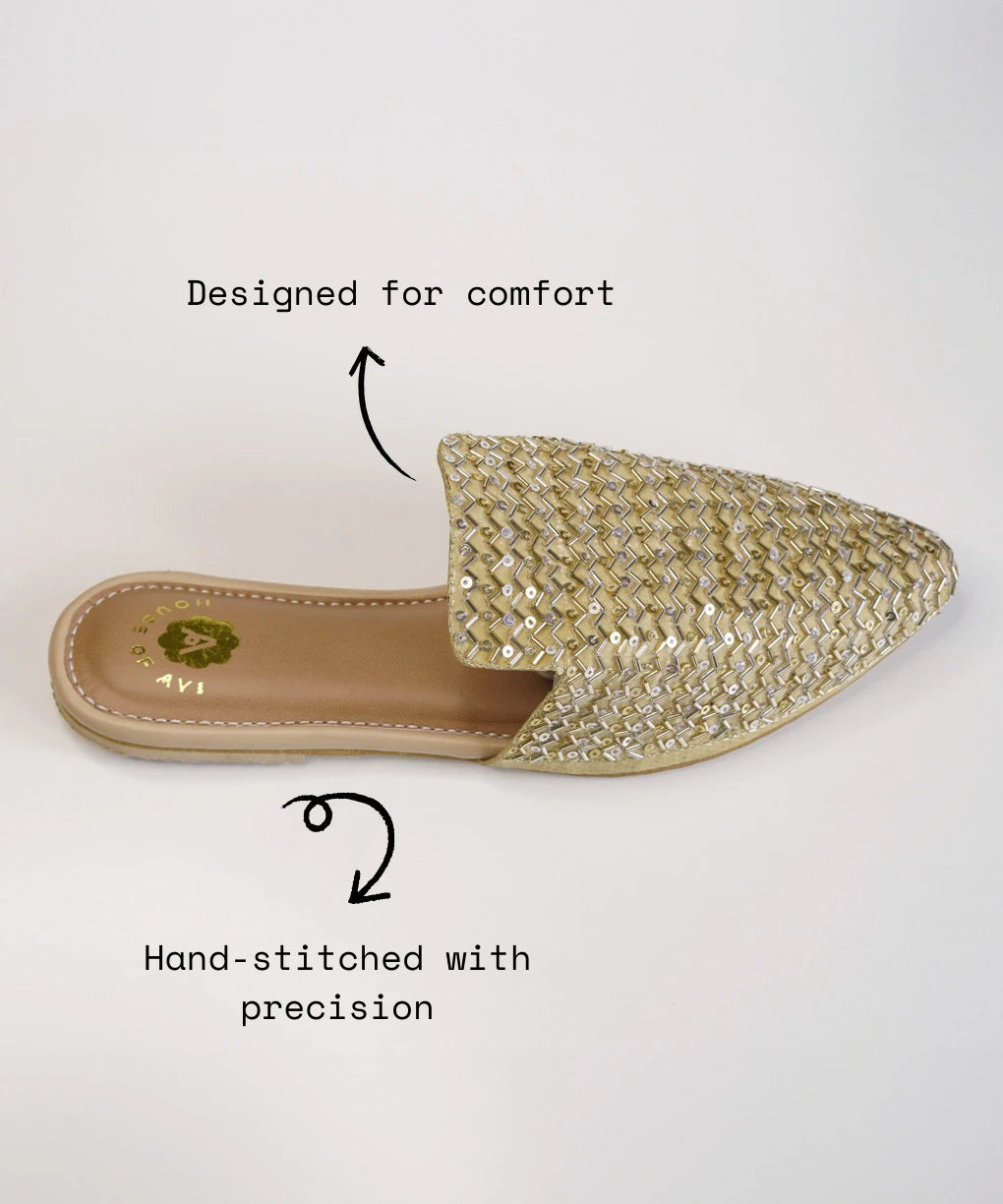 Go For Gold Flat Mules