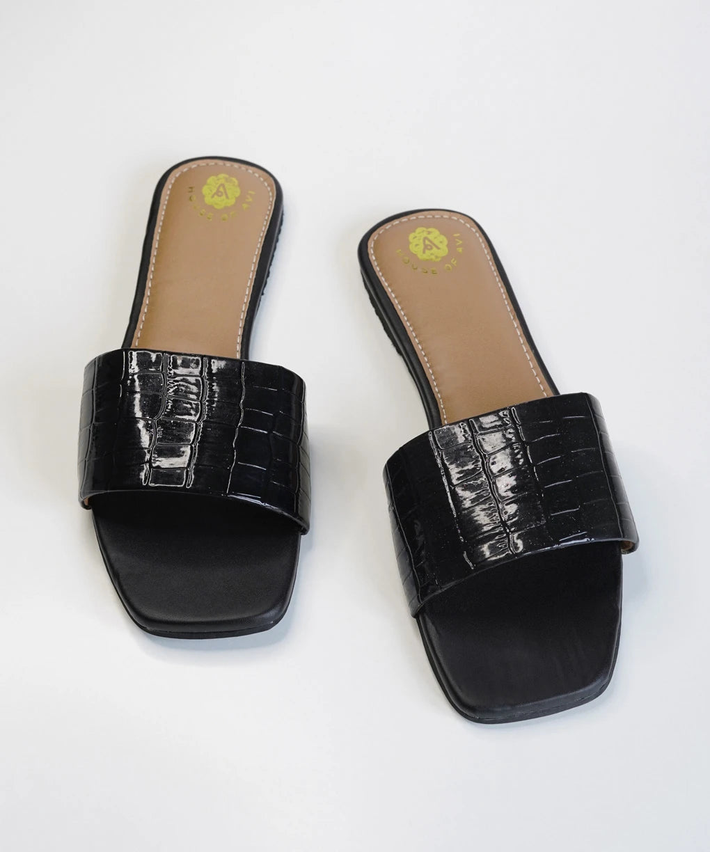 Black Slip On Flats