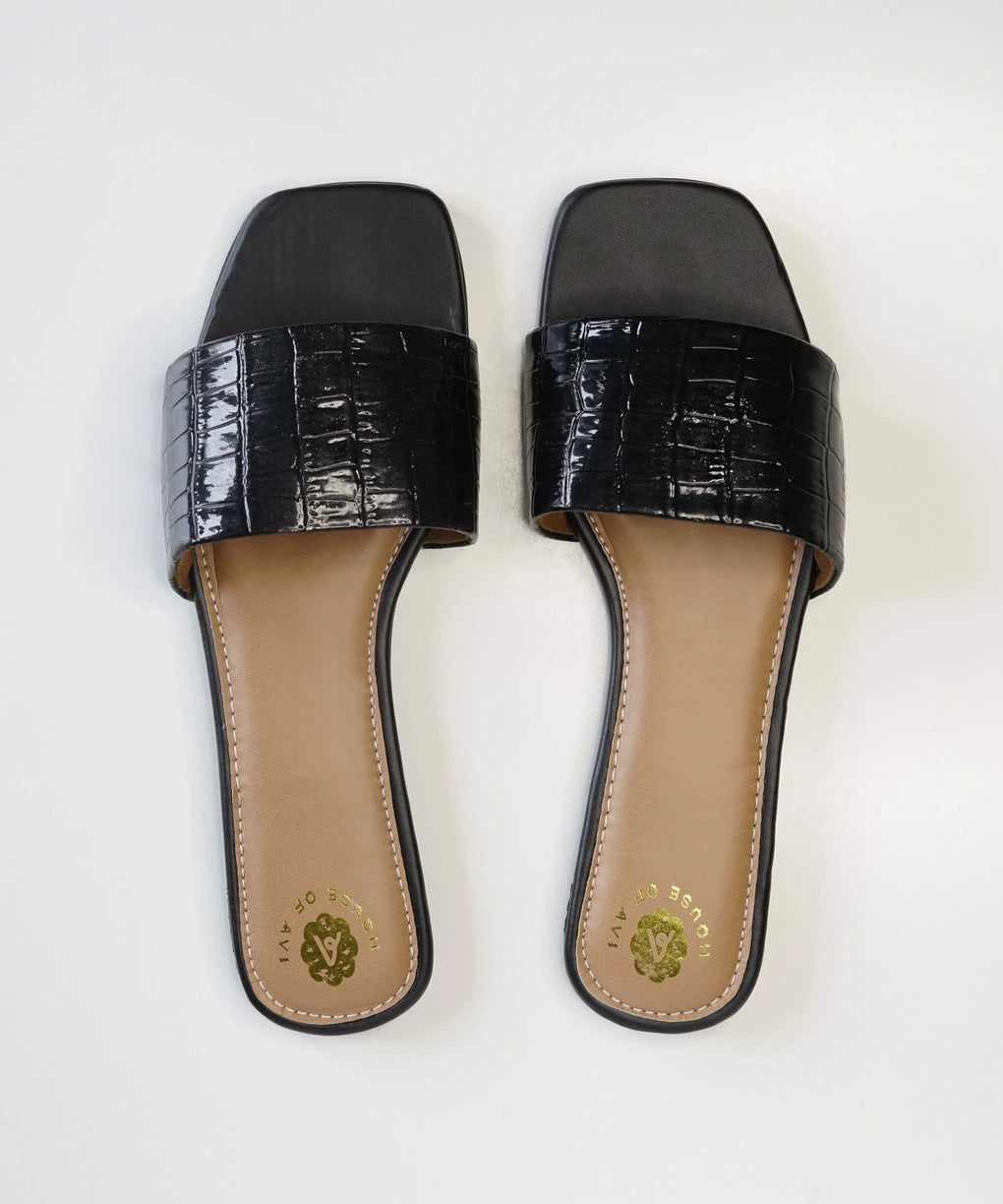 Black Slip On Flats