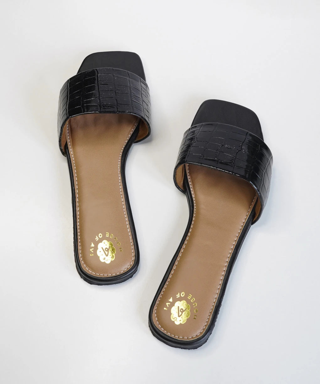 Black Slip On Flats