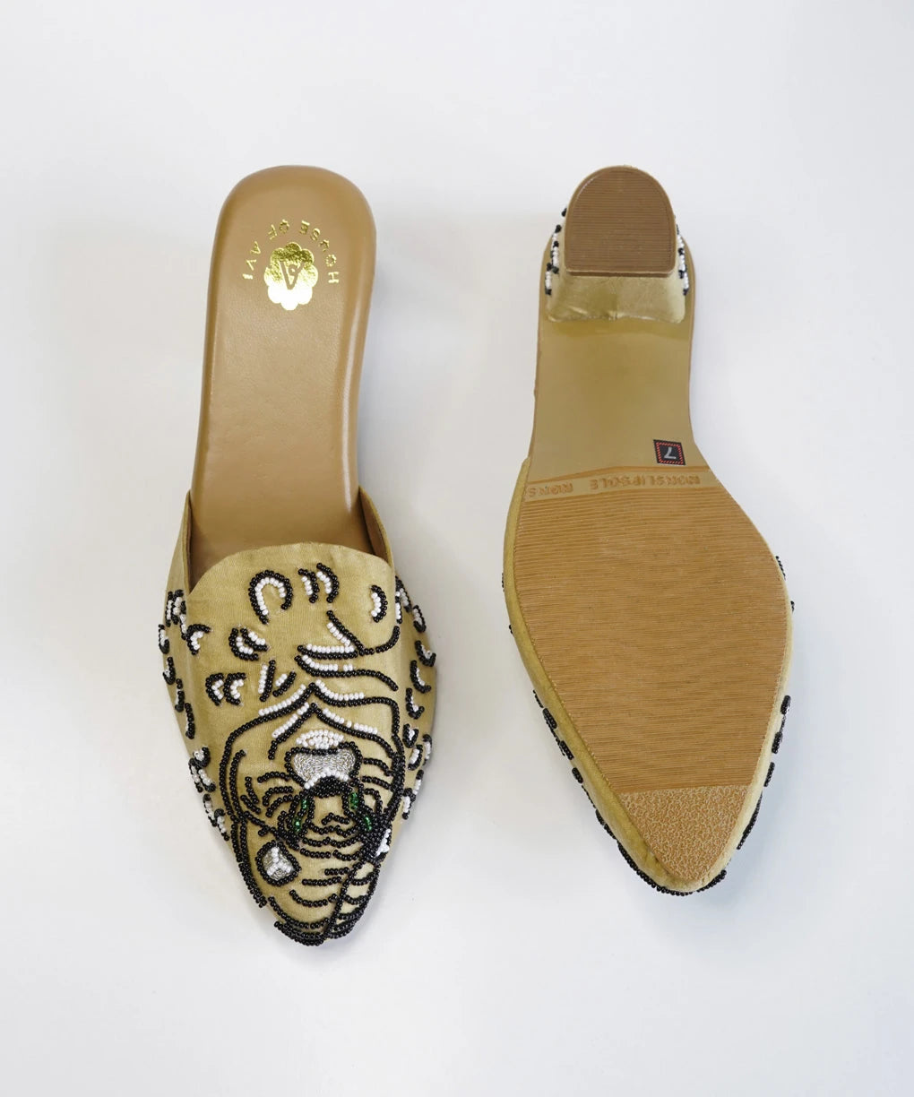 Beige Muse Block Mules Heels