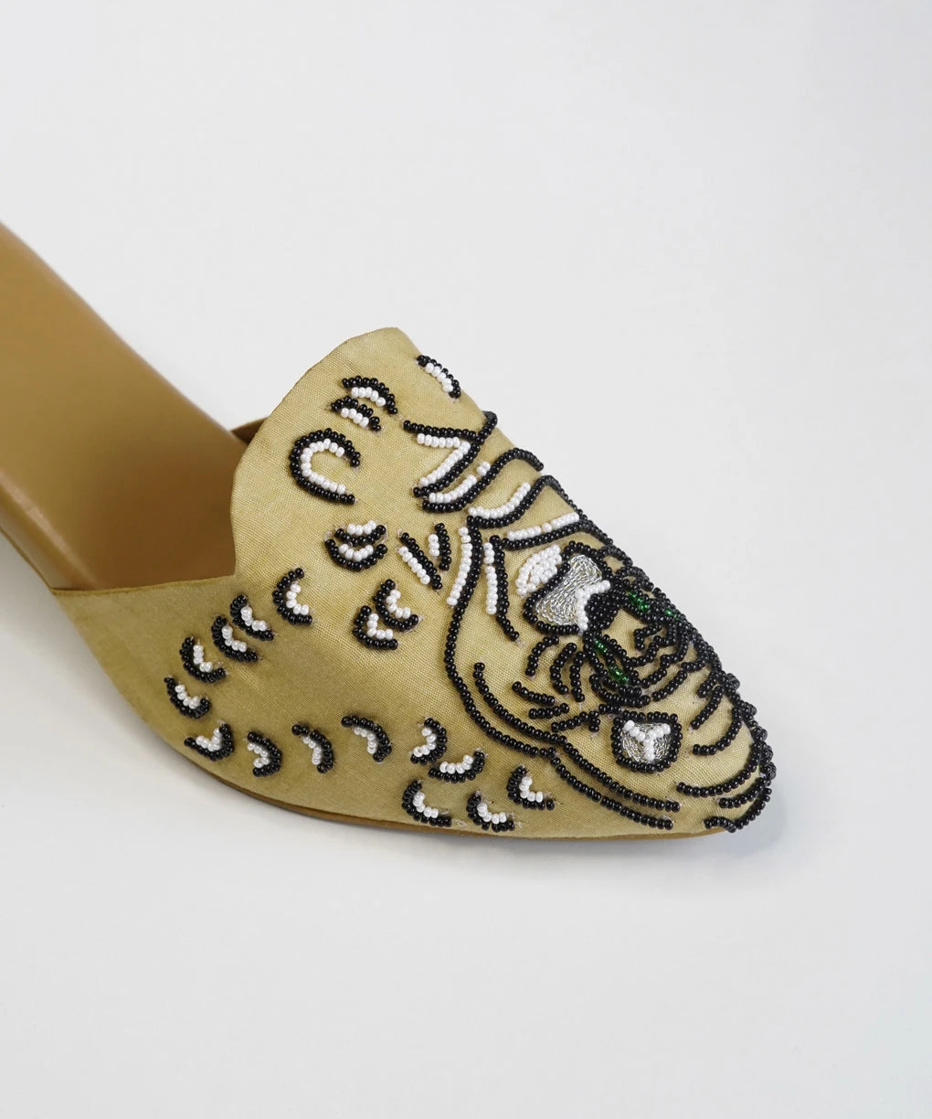 Beige Muse Block Mules Heels