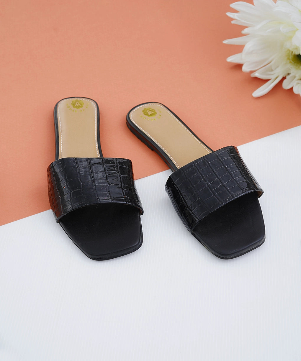 Black Slip On Flats
