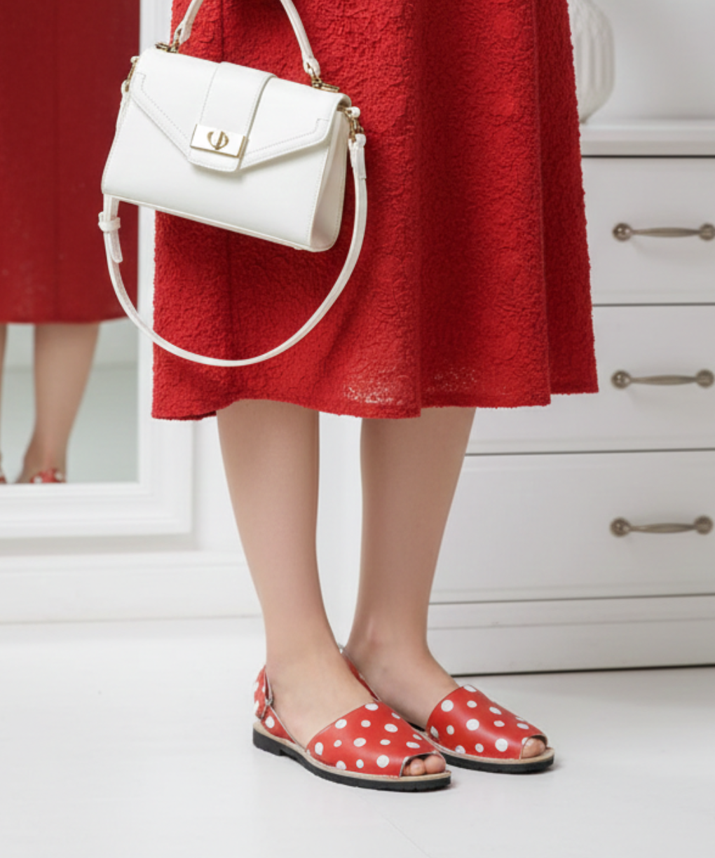 Red Polka Avarca Sandals