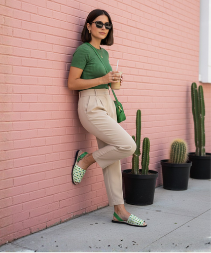 Green Puff Avarca Sandals
