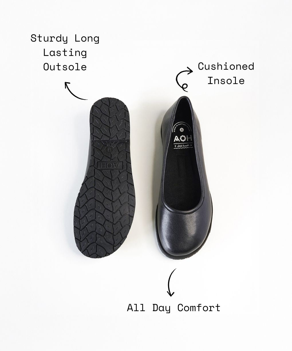 Black Leather Ballet Flats