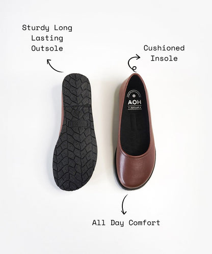 Brown Leather Ballet Flats