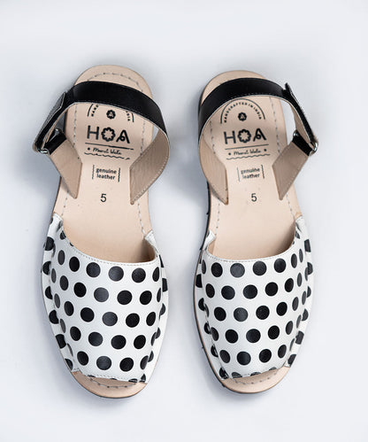 Black Polka Unisex Sandals inspired by Avarca Sandals