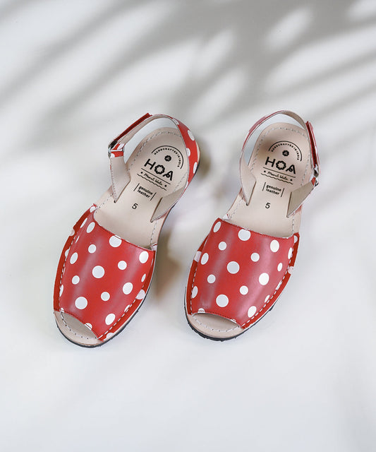 Red Polka Unisex Sandals inspired by Avarca Sandals