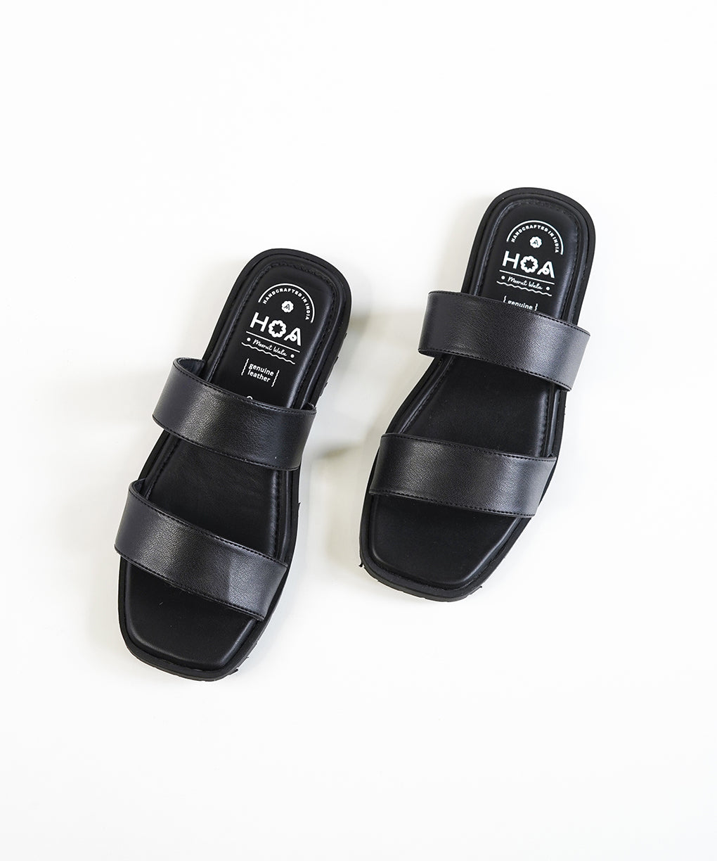 Black Double Strap Sandals