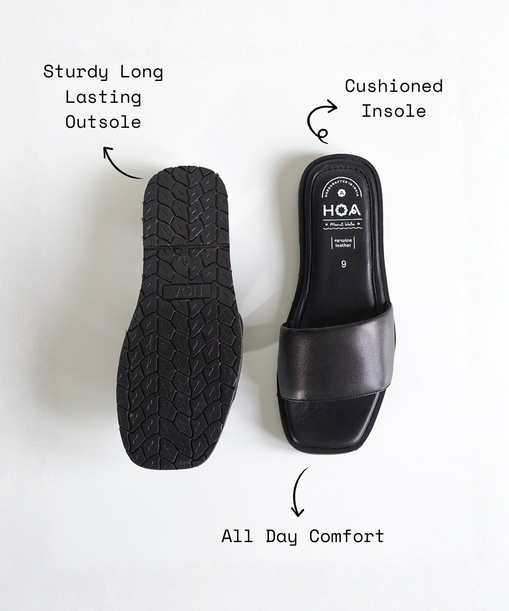 Black Slip-on Flat Sandals