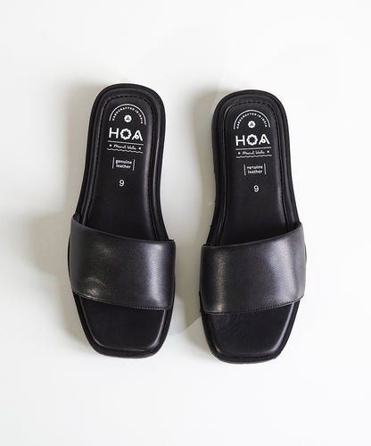 Black Slip-on Flat Sandals