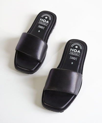 Black Slip-on Flat Sandals