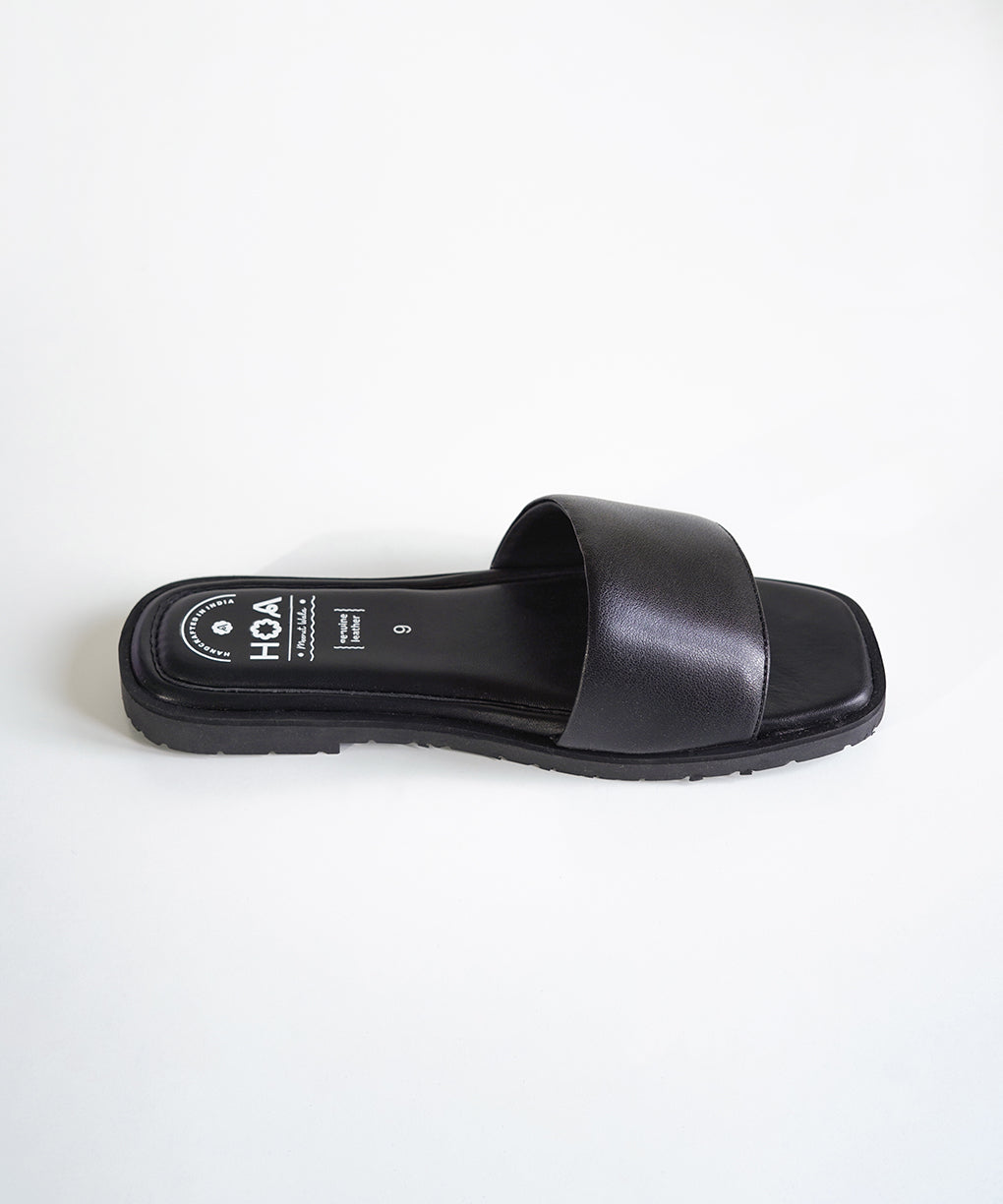 Black Slip-on Flat Sandals