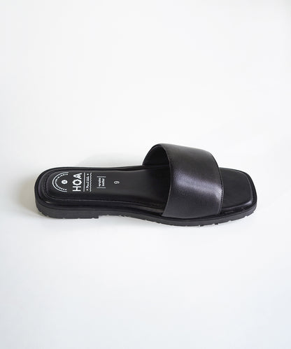 Black Slip-on Flat Sandals
