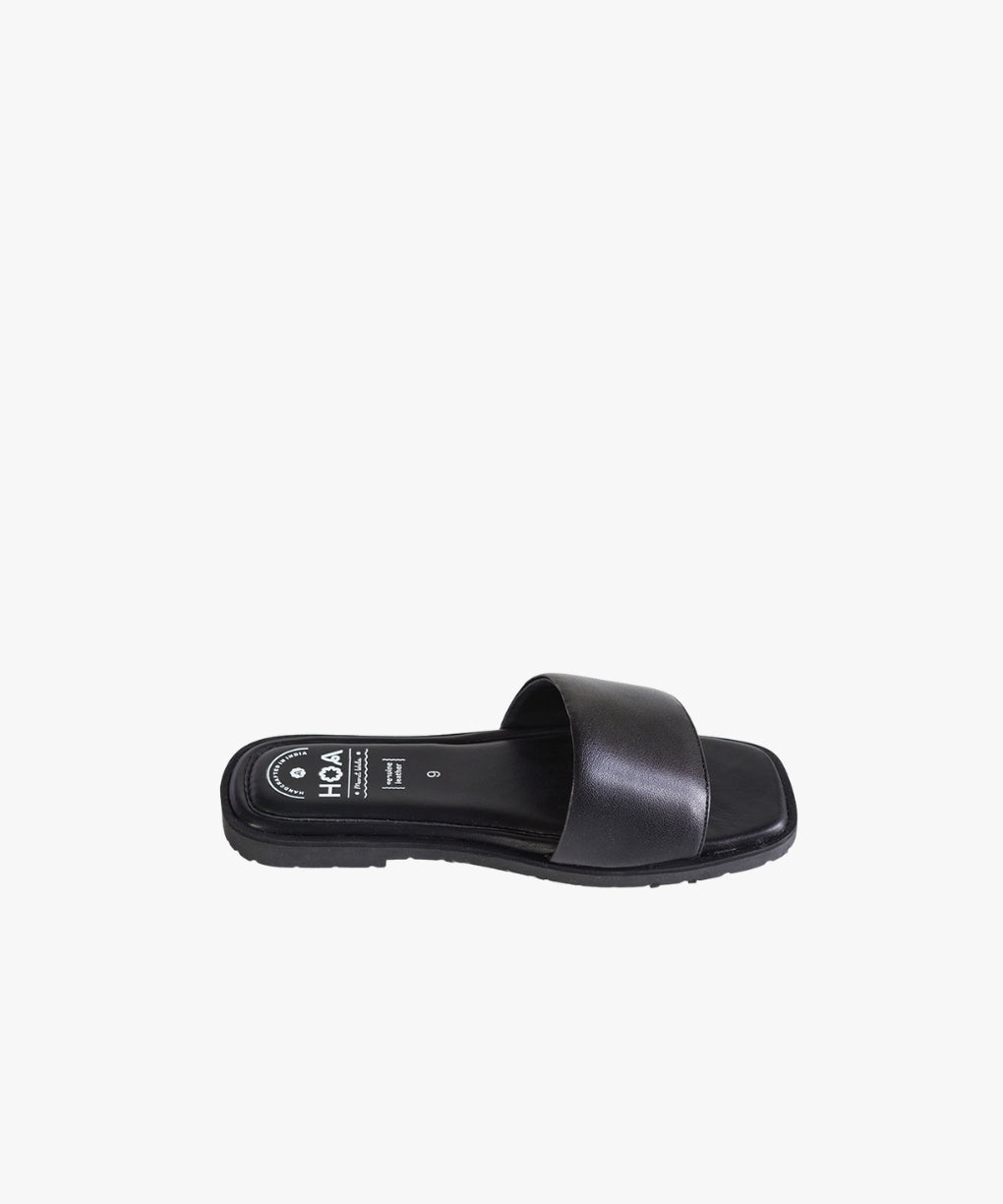 Black Slip-on Flat Sandals