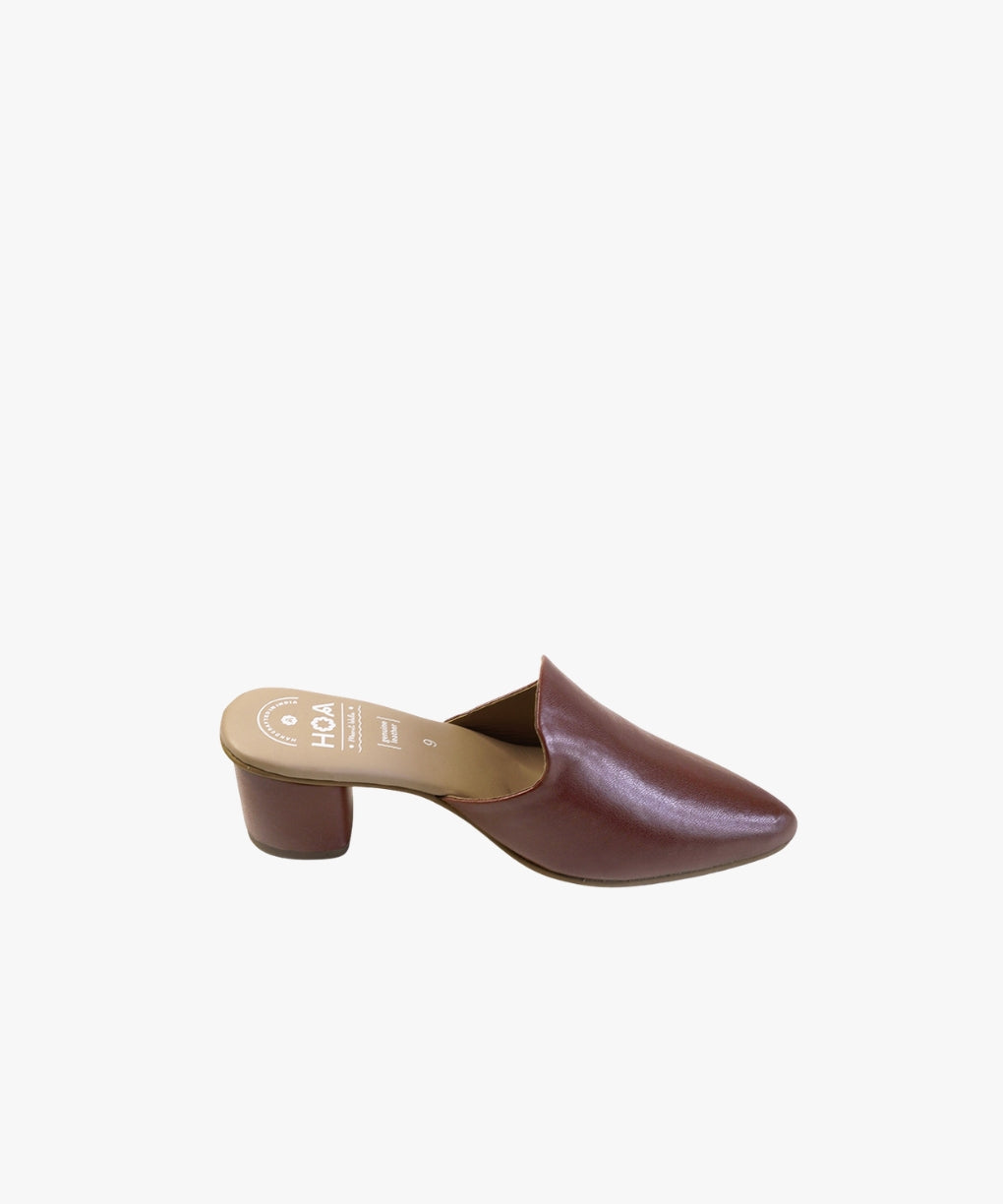 Brown-Block Mules Heels