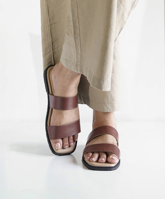 Brown Double Strap Sandals