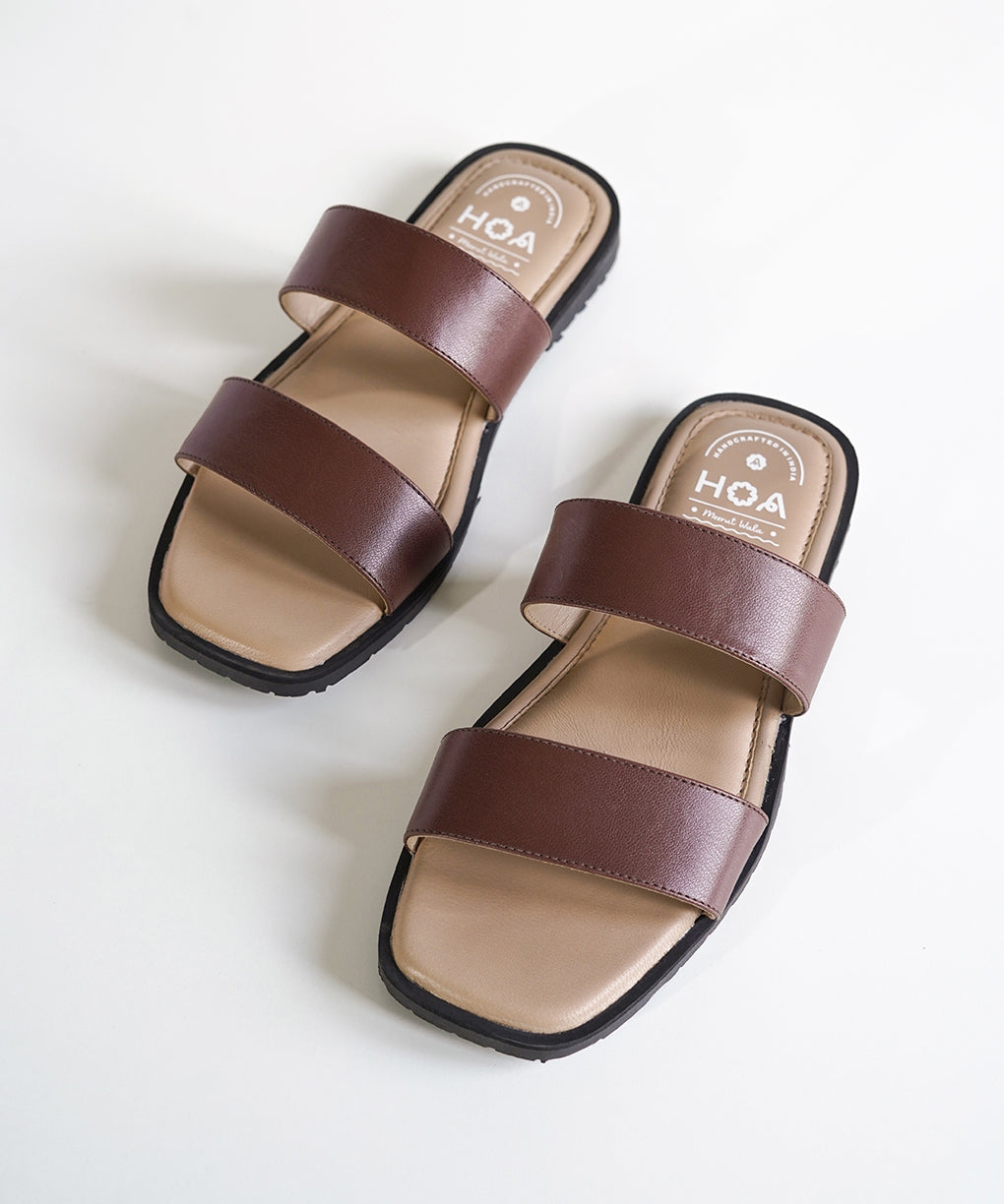Brown Double Strap Sandals