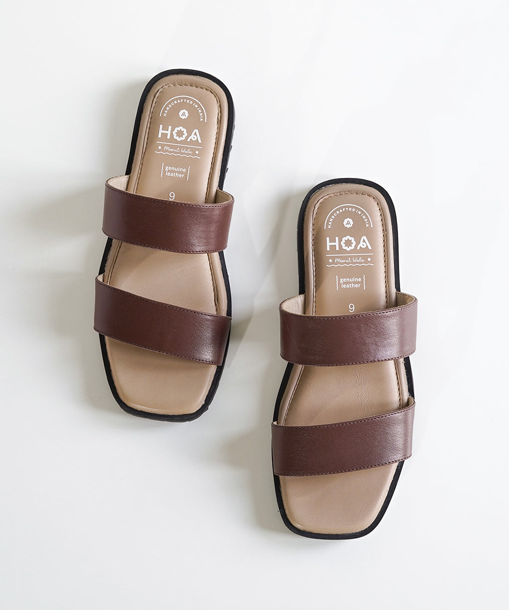 Brown Double Strap Sandals