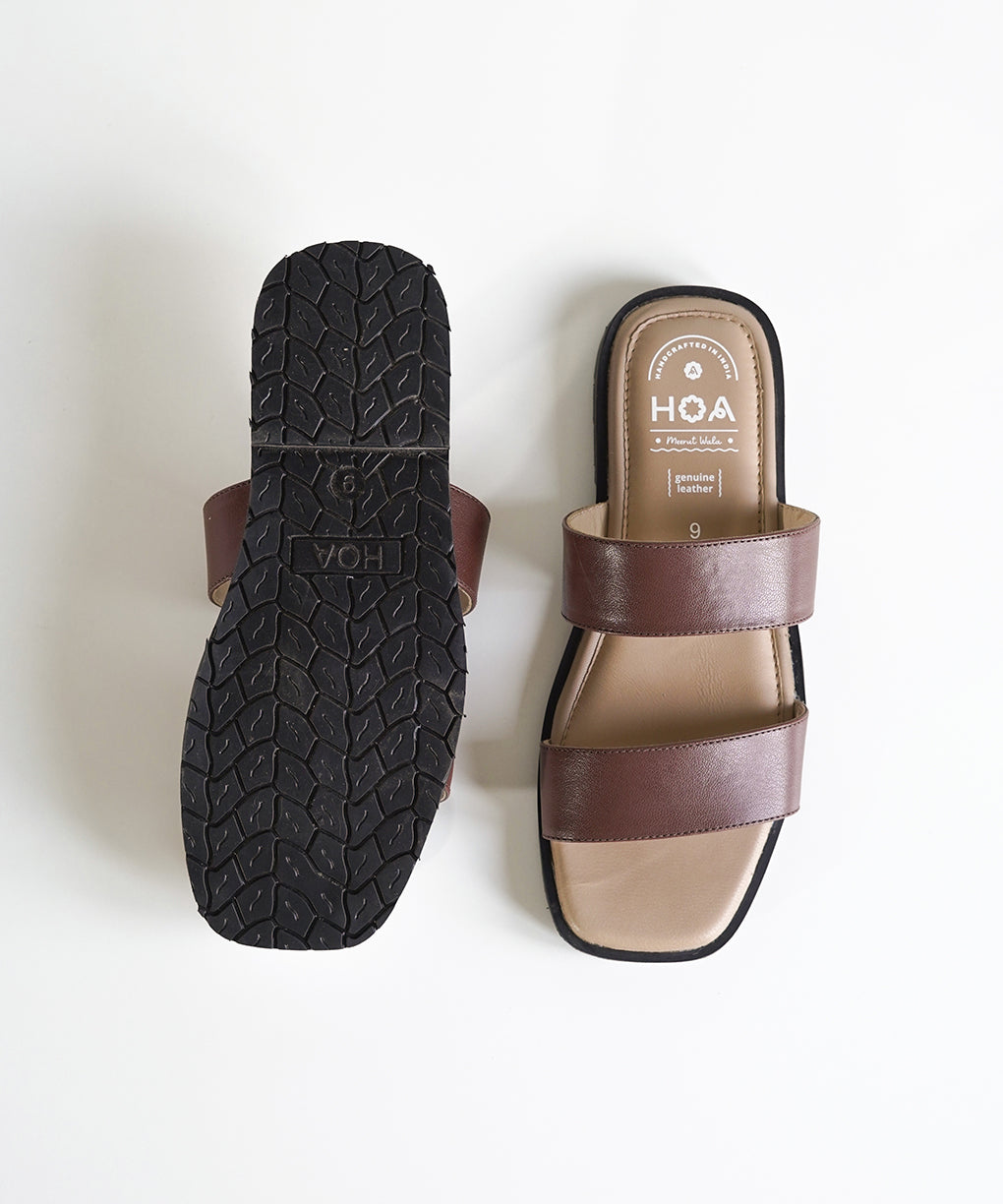 Brown Double Strap Sandals