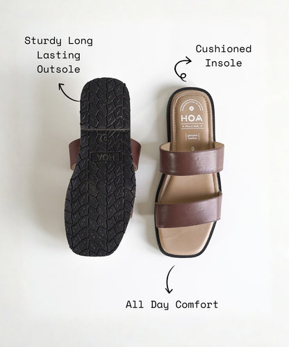 Brown Double Strap Sandals