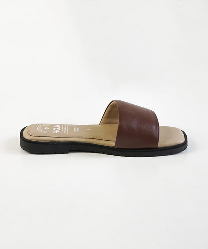 Brown Slip-on Flat Sandals