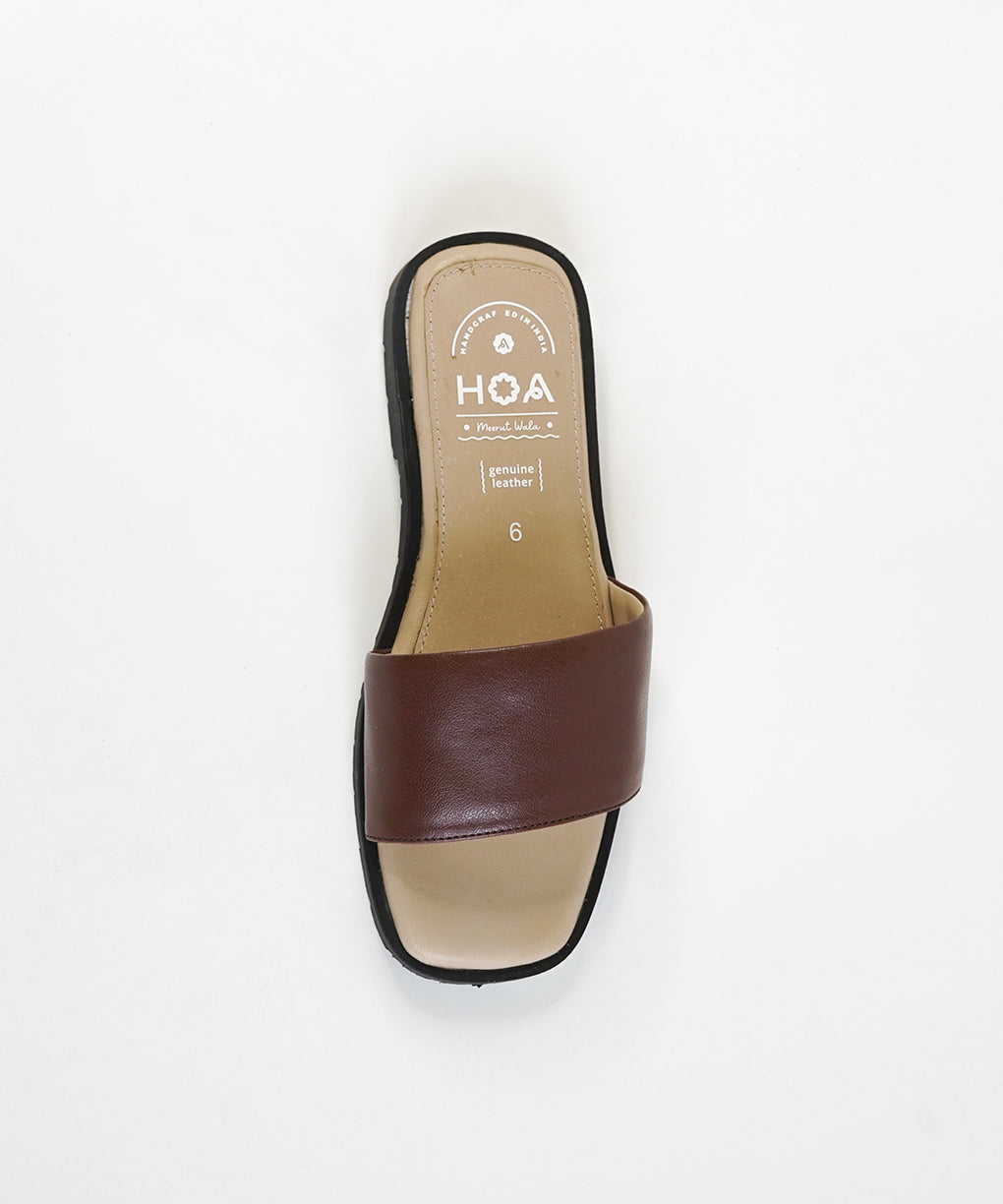 Brown Slip-on Flat Sandals
