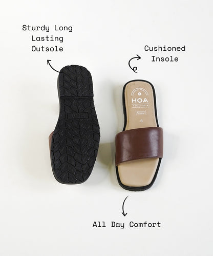Brown Slip-on Flat Sandals