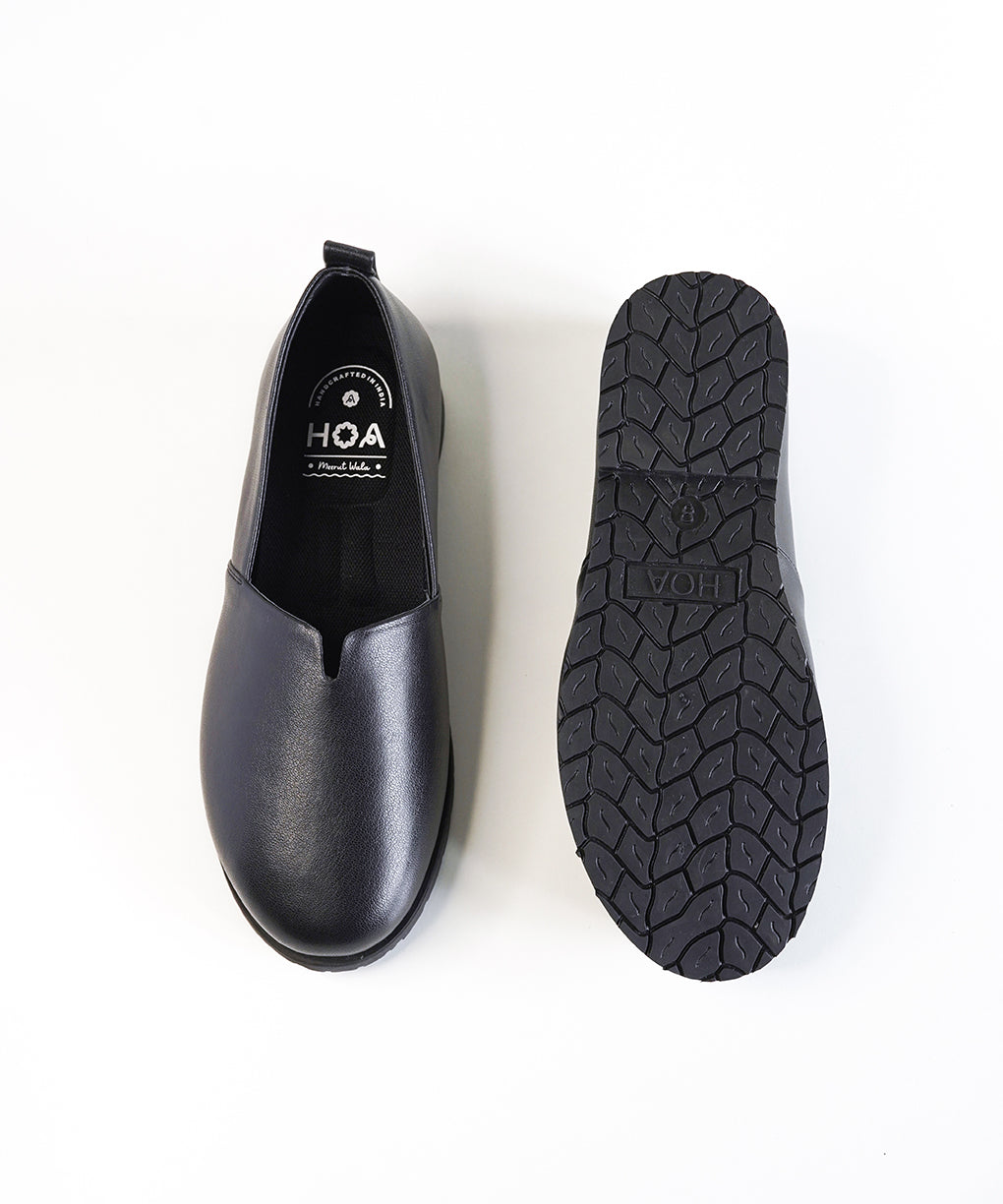 Black Leather Loafer Shoes