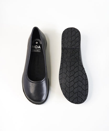 Black Leather Ballet Flats