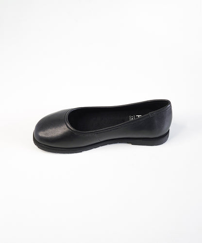 Black Leather Ballet Flats