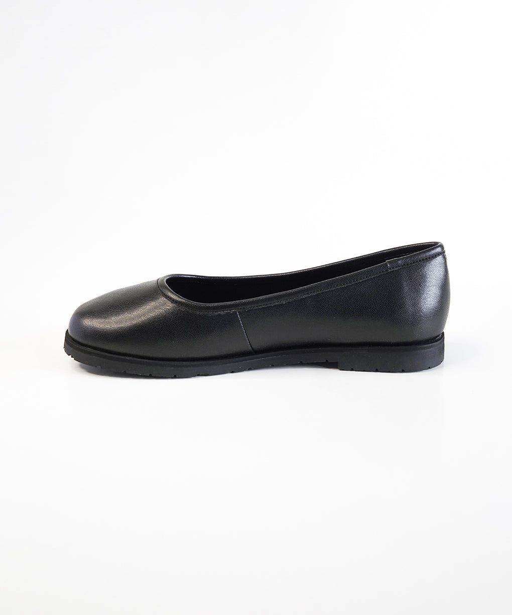 Black Leather Ballet Flats