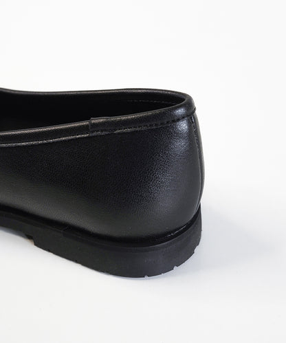 Black Leather Ballet Flats