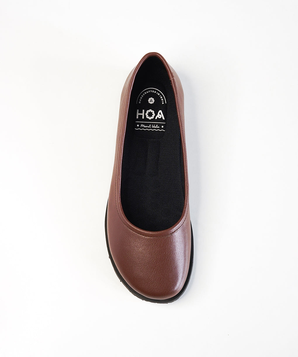 Brown Leather Ballet Flats