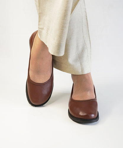 Brown Leather Ballet Flats