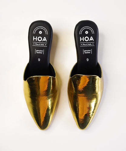 Golden-Block Mules Heels