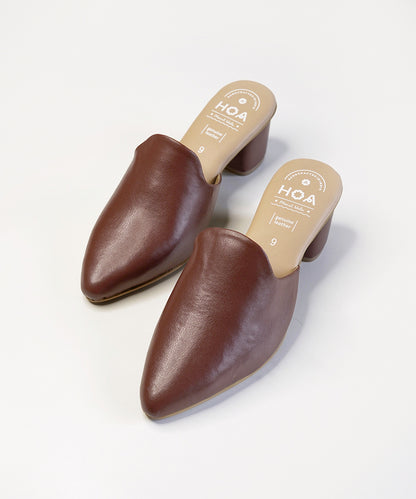 Brown-Block Mules Heels