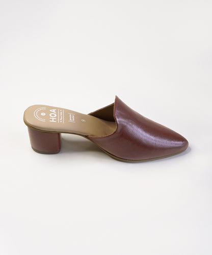 Brown-Block Mules Heels