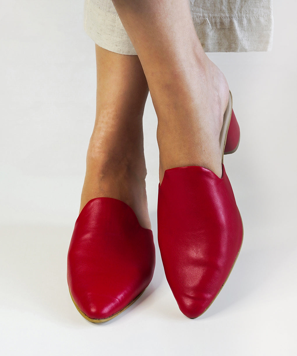 Red-Block Mules Heels