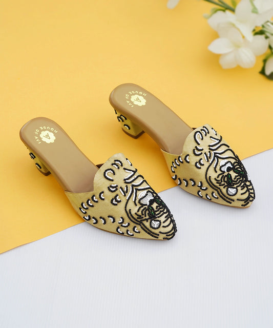 Beige Muse Block Mules Heels