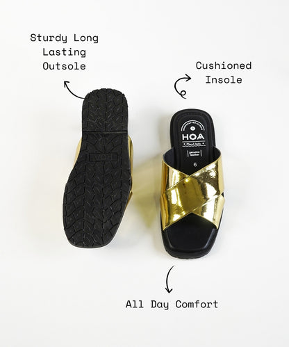 Gold Criss Cross Sandals