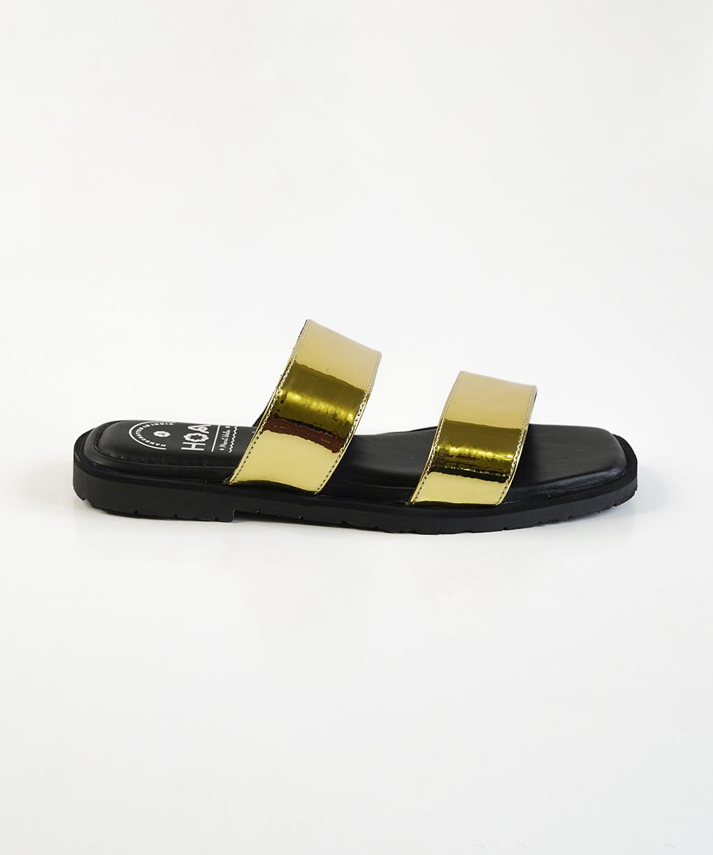 Gold Double Strap Sandals