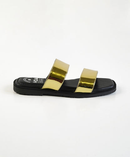 Gold Double Strap Sandals