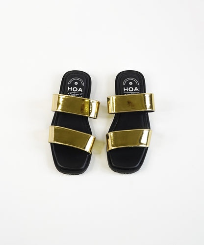 Gold Double Strap Sandals