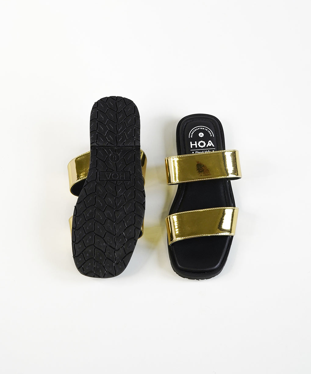 Gold Double Strap Sandals